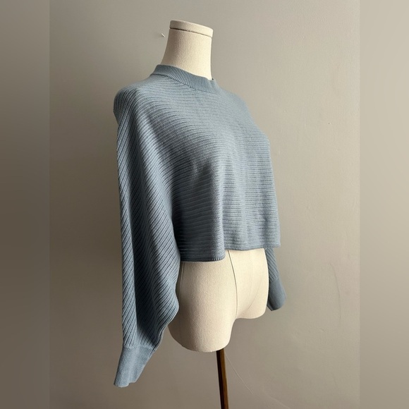 Wool/Linen Blend Aritzia Wilfred Free Lolan Cropped Sweater Size XS Light Blue - Picture 8 of 11